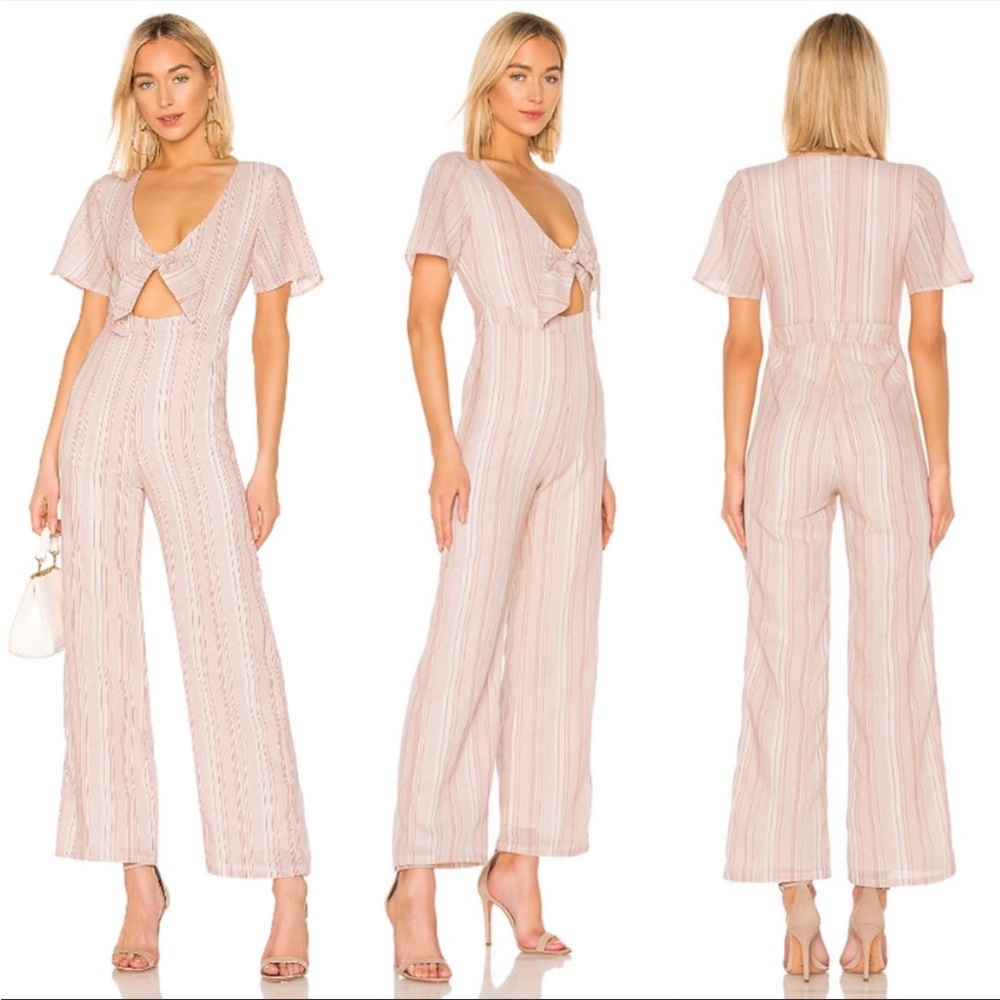 NWT Superdown Mollie Tie Front Cotton Wide Leg Jumpsuit S